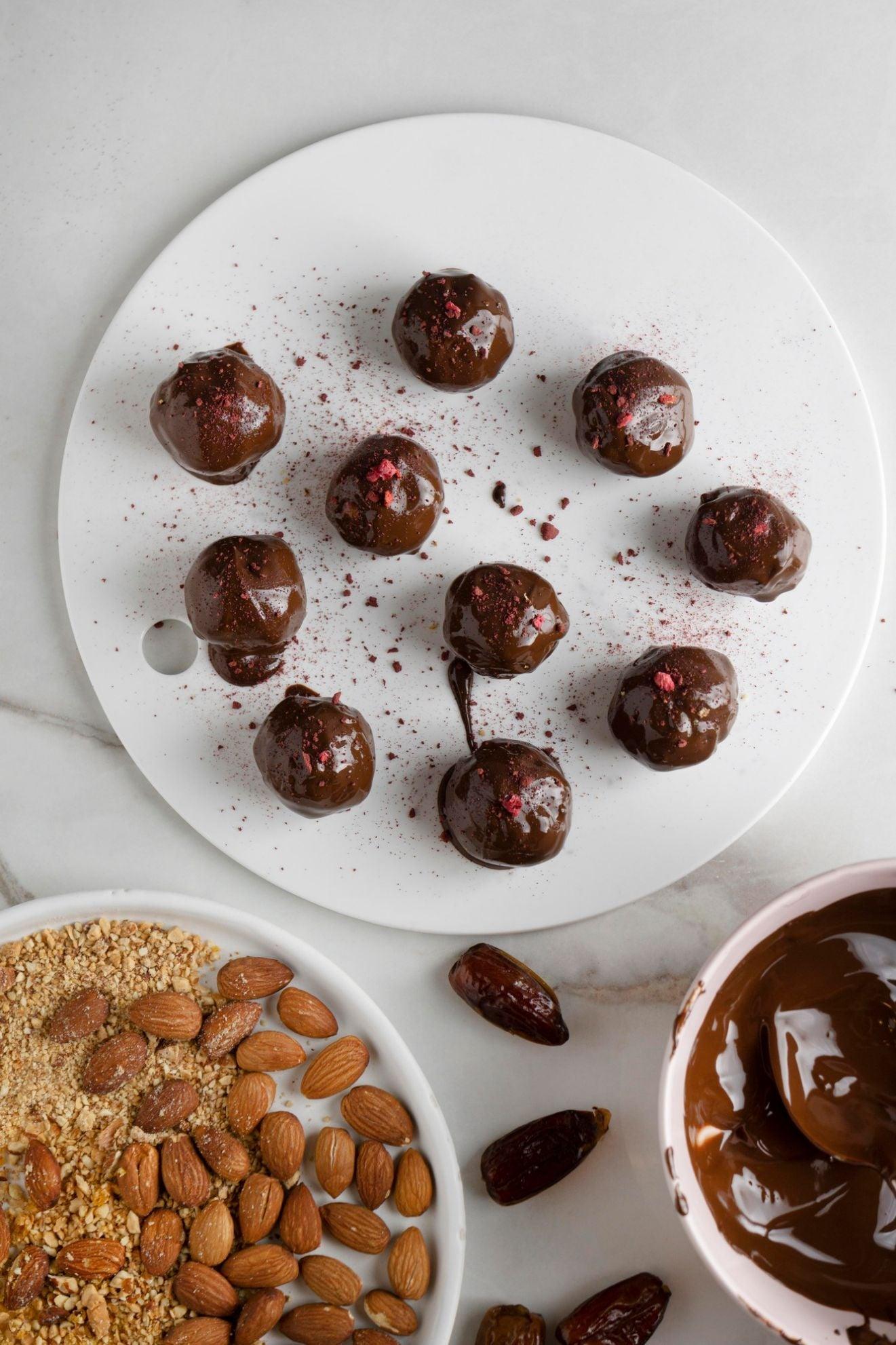 Chocolate Almond Date Truffles